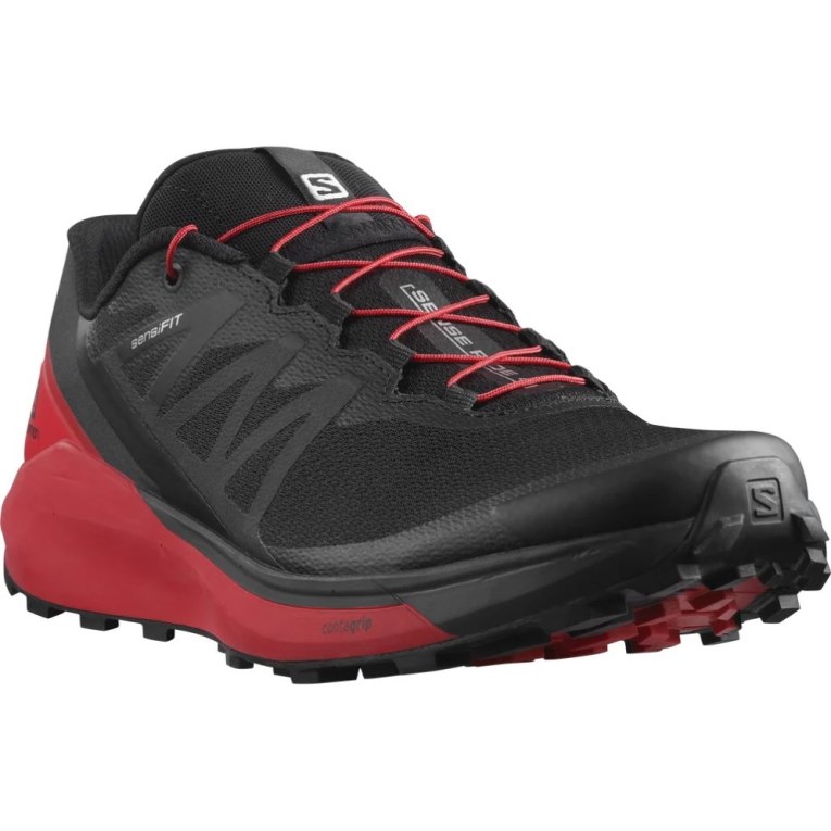 Black / Red Salomon Sense Ride 4 Men's Trail Running Shoes | IE HO3295